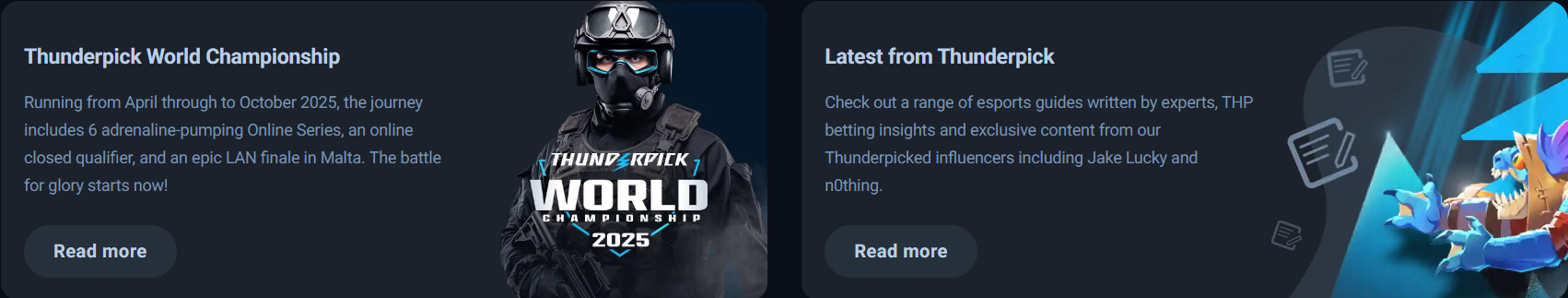 Thunderpick eGaming dashboard